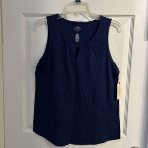 NWT St. John's Bay Women's Scoop Neck Tank Top Size‎ Small Blue 100% Cotton